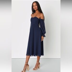 Lulu's Navy Long Sleeve Dress